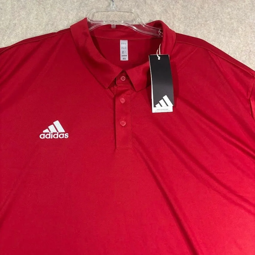 Adidas Polo Shirt Mens 4XLT Red Polyester Athletic AeroReady Golf Classic NEW
